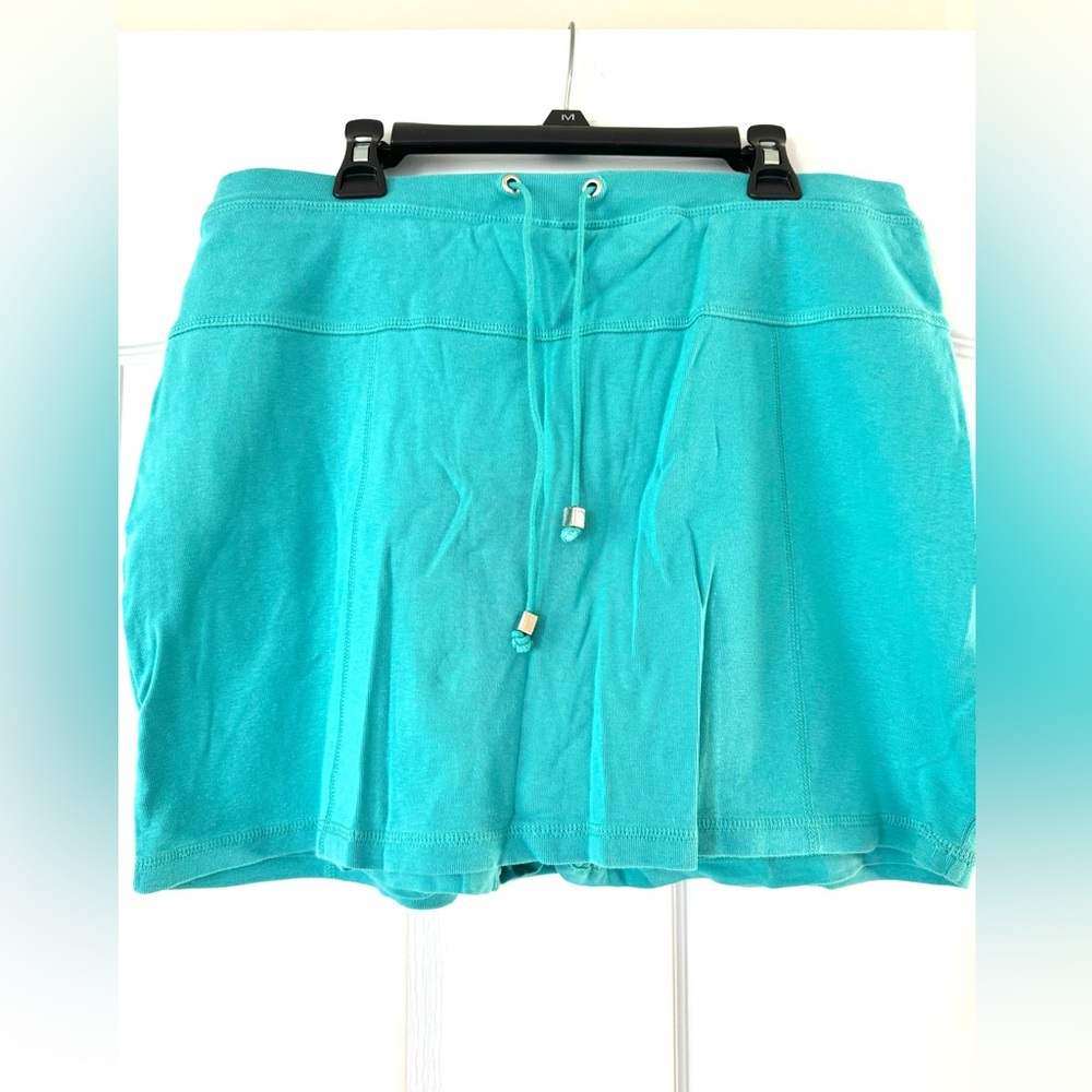Vintage Ann Klein Turquoise/Teal & Silver Sport Skort Medium Built In Shorts